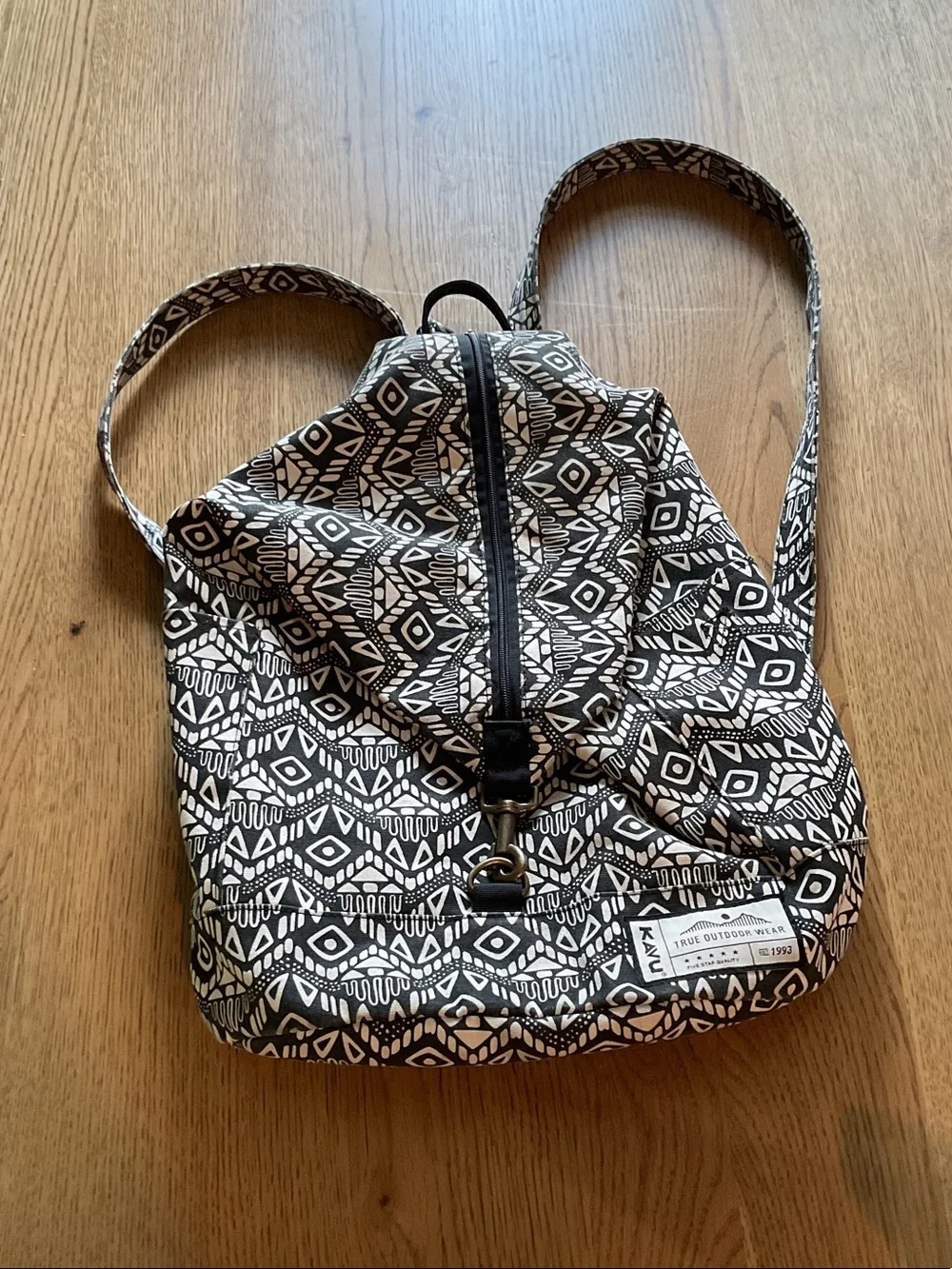 Kavu Black & White Geometric Canvas Backpack